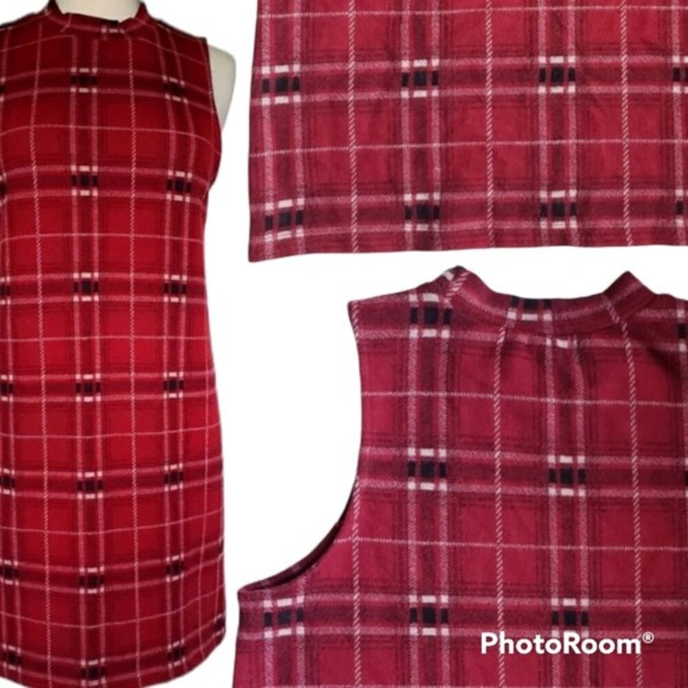 Hippie Rose Red Plaid Sleeveless Dress - XL
